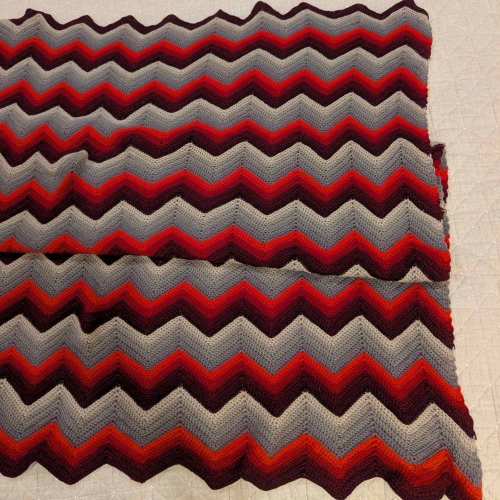 Chevron Blanket in Red and Gray
